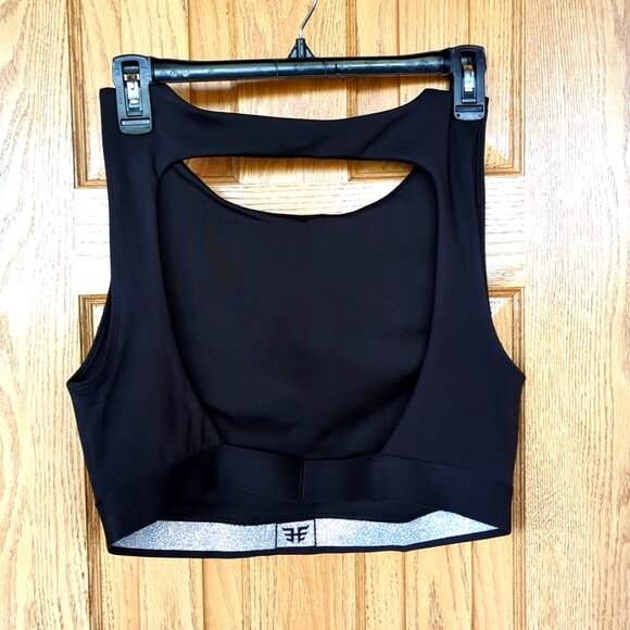 Heroine Sport black open back sports bra XL high front crop - Picture 2 of 3